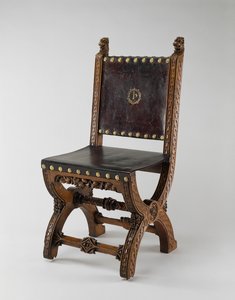 X-Frame Sandalye, John Webb tarafından yapılmıştır, c.1847 (meşe, deri ve pirinç)
