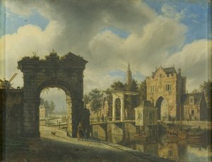 Asma Köprülü Kanal Manzarası by Augustus Wijnands