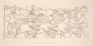 Savaşta Asur Savaşçıları, Nineveh Anıtları, pub. 1849 by Austen Henry Layard