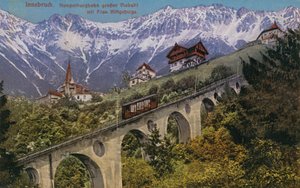 Innsbruck - füniküler demiryolu ve viyadük. 1913 yılında gönderilen kartpostal. by Austrian Photographer