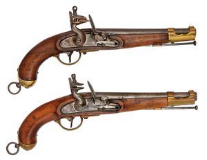 Avusturyalı 16,9 mm çakmaklı hizmet tabancalarından oluşan bir ayraç by Austrian School