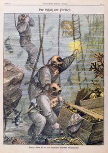 Korsanlar tarafından kiliselerden yağmalanan hazineleri bulan dalgıçlar, 1897 by Austrian School