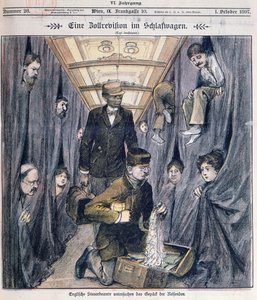 İngiliz gümrük memurları, yataklı bir arabada bagajı inceliyor by Austrian School