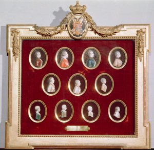 Joseph II (1741-90) Kutsal Roma İmparatoru ve Bohemya ve Macaristan Kralı ve kız kardeşi Marie-Antoinette (1755-93) (balmumu) dahil olmak üzere erkek ve kız kardeşleri by Austrian School
