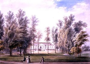 Parktaki Bir Kır Evinin Görünümü, 1815 dolayları (kağıt üzerine suluboya) by Austrian School