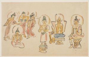 (Asakusa Kannon tapınağı karikatürleri A), c. 1900 by Awashima Kangestu