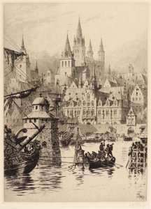 Gotik Kuleler ve Nehir, Köln by Axel Haig