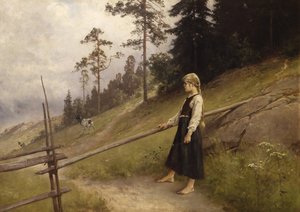 Dairymaid (tuval üzerine yağlı boya) by Axel Hjalmar Ender