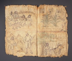 Techialoyan Codex, Coyotepec Coyonazco, Meksika (kağıt üzerinde pigment ve mürekkep) by Aztec