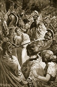 Olynthus'un Yağmalanması, MÖ 348, 'Hutchinson'ın Uluslar Tarihi'nden bir örnek by B. Granville (after) Baker