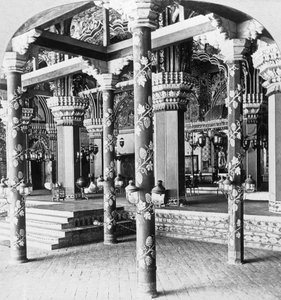 Mahratta durbar salonu, Tanjore Prensesi Sarayı, Tanjore Thanjavur, Hindistan, 1901.