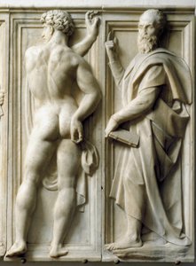 Baccio Bandinelli (1493-1560) tarafından Prophete ve Ignudo Low mermer kabartması