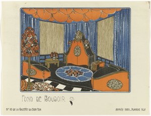 Gazette du Bon Ton, 1920 - No. 10, Pl. XLV: Fond de Boudoir (nesne üzerindeki başlık) by Bagge and Huguet
