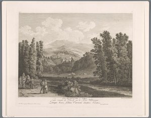 Gezicht op Vicovaro Vicovaro eski görünümü. Varia (nesne üzerindeki başlık) Suite of VI Roma Çevresi Manzaraları (...) (dizi başlığı)