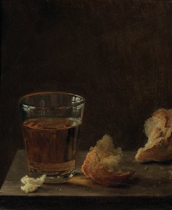 Masada bir bardak bira ve bir rulo ekmek
