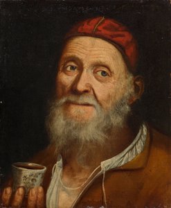 Bir kahve kupa ile yaşlı adam by Balthasar Denner