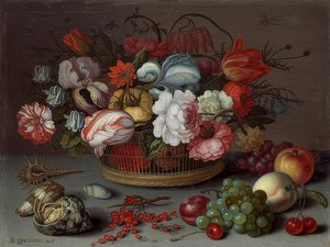 Çiçek sepeti. 1622 civarında by Balthasar van der Ast