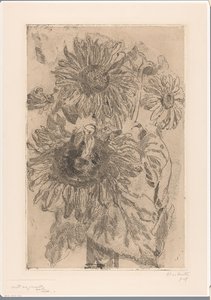 Vazoda üç ayçiçeği by Barbara Elisabeth van Houten (signed by artist)