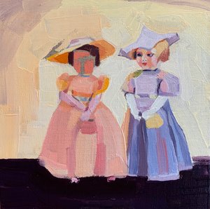Bebek evinden ayrılış, 2020 (keten tuval üzerine yağlı boya) by Barbara Hoogeweegen