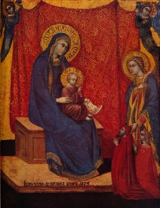 Madonna Tahtına Geçti ve Tapınan İki Bağışçı, 1374 by Barnaba da Modena