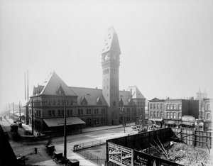 Dearborn Station, Chicago, Illinois, ABD, 1883 dolayları (s/b fotoğraf) by Barnes and Crosby