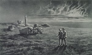 Pierres Sottes, George Sand (1804-76) 1858 tarafından Legendes Rustiques için çizim by Maurice Sand