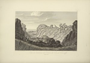 Gmelin tarafından çizilen Tenerife Zirvesi Kraterinin İç Görünümü, Alexander von Humboldt ve Aime Bonpland tarafından "Amerika Yerli Halklarının Cordillera ve Anıtlarının Görünümleri" adlı çizim, 1813 by Baron Friedrich Alexander von Humboldt