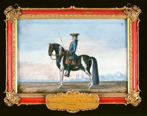 No.8 İspanyol Binicilik Okulu'ndan alacalı bir at ve binici, merhum Schwartzenberg Prensi'ne ait at, İmparator VI. Charles'a emanet (kağıt üzerinde wc)
