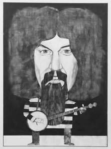 Billy Connolly'nin portresi, The Listener için resim, 1970'ler (gemide guaj boya)
