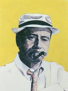 Jack Lemmon'un portresi, The Daily Mirror Colour Supplement için resim, 1964 (gemide guaj boya)