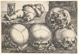 Dört Kafatalı Ölü Çocuk, 16. yüzyılın ortalarında. by Barthel Beham