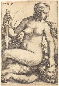 Judith, Holofernes'in Vücudunda Oturuyor by Barthel Beham