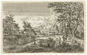 Adam ve çocuk ile manzara by Bartholomäus Ignaz Weiss (attributed to)