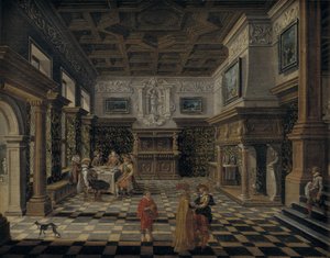 Bir ziyafet ile görkemli rönesans iç mekanı by Bartholomeus van Bassen