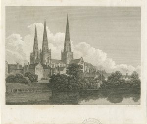 Lichfield Katedrali - Güney Batı Görünümü: gravür, nd [?1796] by Bartholomew Howlett