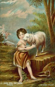 Bebek Vaftizci Yahya ve Kuzu (renkli litho)