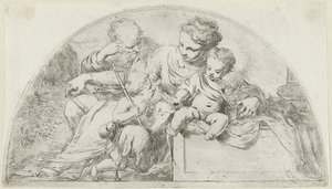 Genç Vaftizci Yahya ile Kutsal Aile by Bartolomeo Biscaino
