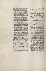 Yanlış satış: Fol. 121v: St. Mattion Passion, 1469 içindeki Hely Hely Lama vb. için müzik içerir. by Bartolomeo Caporali