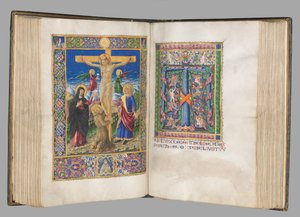 Yanlış satış: Fol. 185v: Çarmıha gerilme, tam sayfa, 1469. by Bartolomeo Caporali