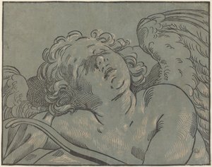 aşk tanrısı uykuda by Bartolomeo Coriolano after Guido Reni