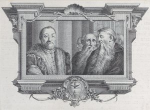 Biri kürklü üç sakallı adam, 1756. Yaratıcılar: Bartolomeo Crivellari, Gabriel Söderling. by Bartolomeo Crivellari, Gabriel Söderling