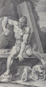 Levha 7: Ulysses ve onun mağarasının girişini koruyan kör Polyphemus,..., 1756