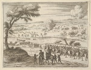 Francesco I d'Este Po'yu Serbestçe Geçiyor ve Viny'deki Birliklere Karşı Kılıcını Alıyor..., 1659 by Bartolomeo Fenice