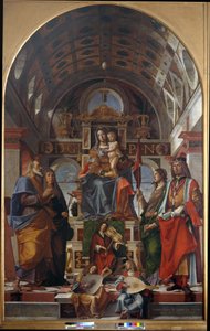 Aziz Andrew, Monica, Ursula ve Sigismund ile Madonna ve çocuk by Bartolomeo Montagna