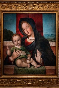 Bebek İsa ile Madonna, 15. yüzyılın son on yılı (panelde yağlı boya)
