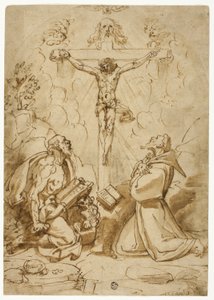 Aziz Jerome ve Assisi'li Francis, Üçlü Birliğe Tapıyor by Bartolomeo Passarotti
