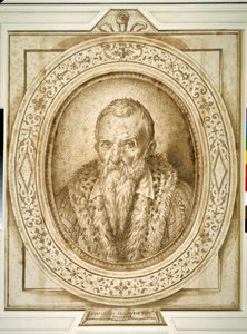 Simüle edilmiş çerçeveleme ile yaşlılıkta kendi kendine portre (kağıt üzerinde kalem ve kahverengi mürekkep) by Bartolomeo Passarotti