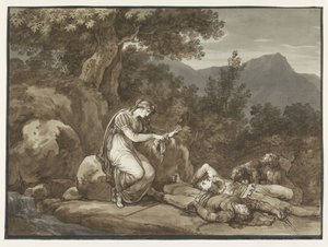 Colma, Salgar ve Kardeşinin Ölümüne Ağlıyor by Bartolomeo Pinelli