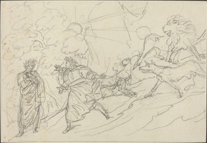 Dante Vahşi Canavarlardan Kaçar ve Virgil ile Tanışır by Bartolomeo Pinelli