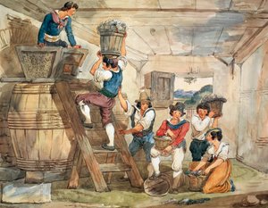 Üzümleri basına getiren biçerdöverler by Bartolomeo Pinelli